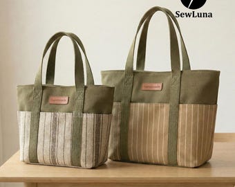 Urban Tote Bags PDF Sewing Pattern (2 Sizes) | Margo Beginner Canvas bag Tutorial | DIY Market Bag | Reusable Shopper | Easy Sewing Project