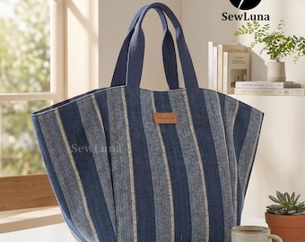 Solis Trapeze Tote Bag Schnittmuster PDF | Tragetasche Muster | Anfängerfreundliches DIY Canvas Bag Tutorial | 2 Größen Große Kleine Markttasche