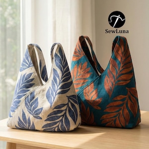 Patrón de costura en PDF para bolso hobo Lora Wrapped (2 tamaños) / Tutorial para bolso tote holgado / Bolso estilo kimono para principiantes (hazlo tú mismo) / Bolso tote minimalista envuelto imagen 3