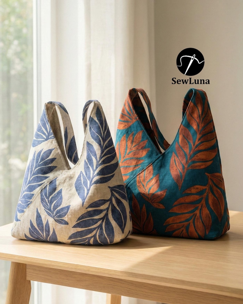 Patrón de costura en PDF para bolso hobo Lora Wrapped (2 tamaños) / Tutorial para bolso tote holgado / Bolso estilo kimono para principiantes (hazlo tú mismo) / Bolso tote minimalista envuelto imagen 3