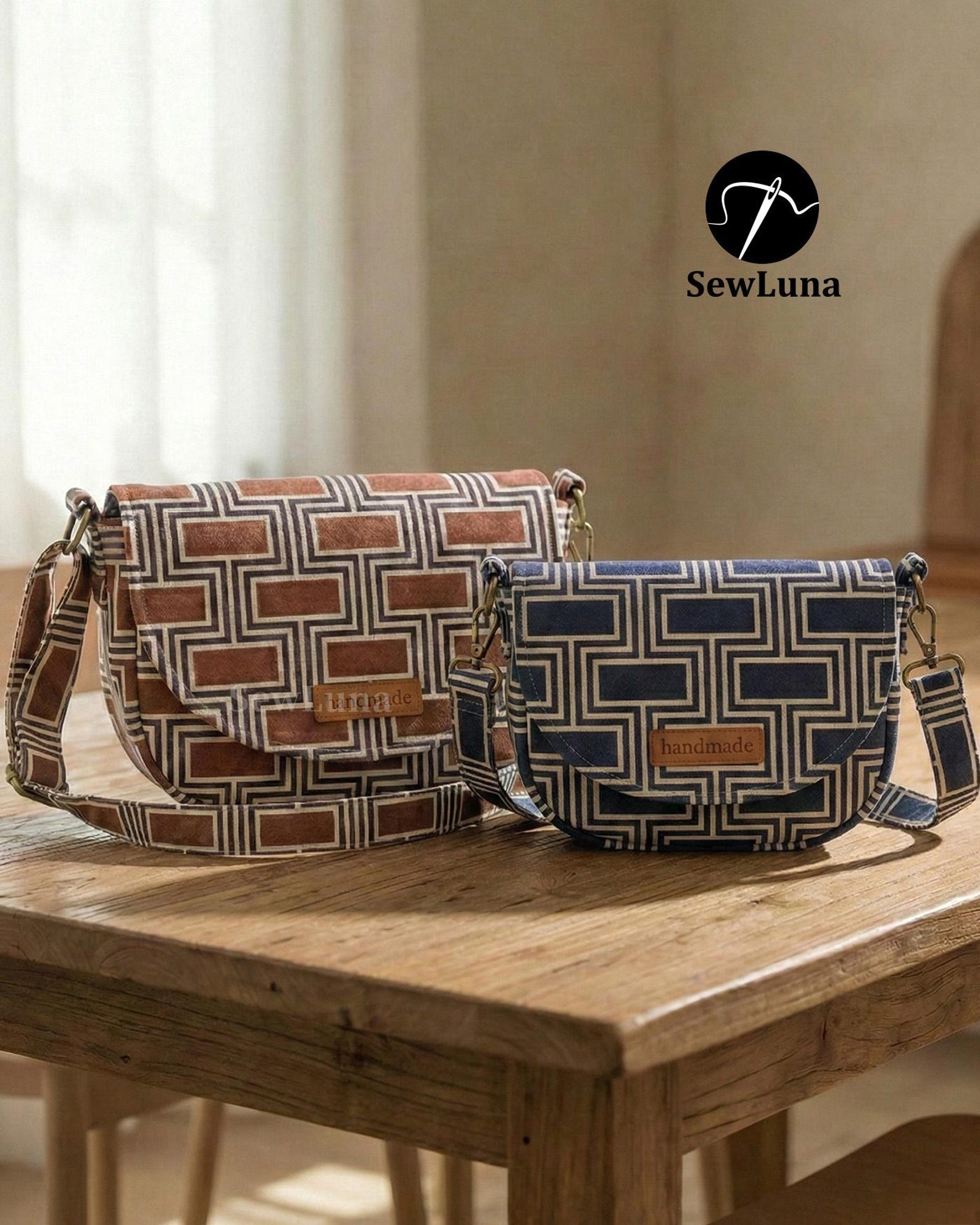 Crossbody Bag PDF Sewing Pattern 2 Sizes | Flora DIY Saddle Purse PDF ...