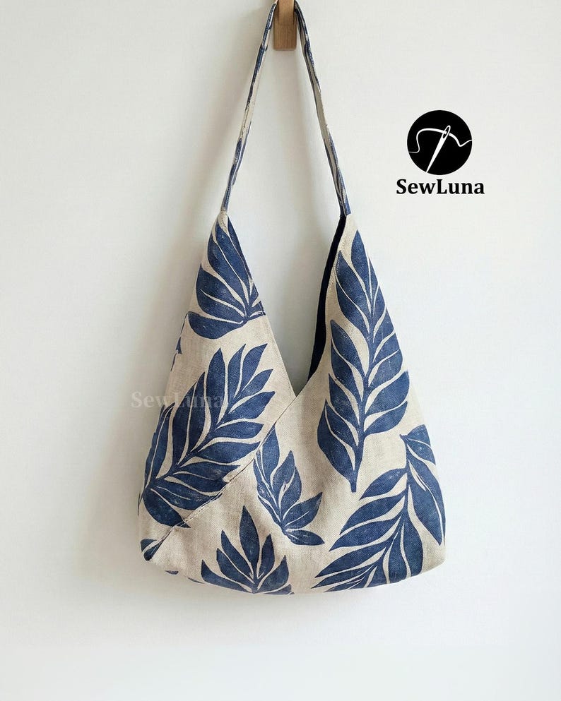 Patrón de costura en PDF para bolso hobo Lora Wrapped (2 tamaños) / Tutorial para bolso tote holgado / Bolso estilo kimono para principiantes (hazlo tú mismo) / Bolso tote minimalista envuelto imagen 1