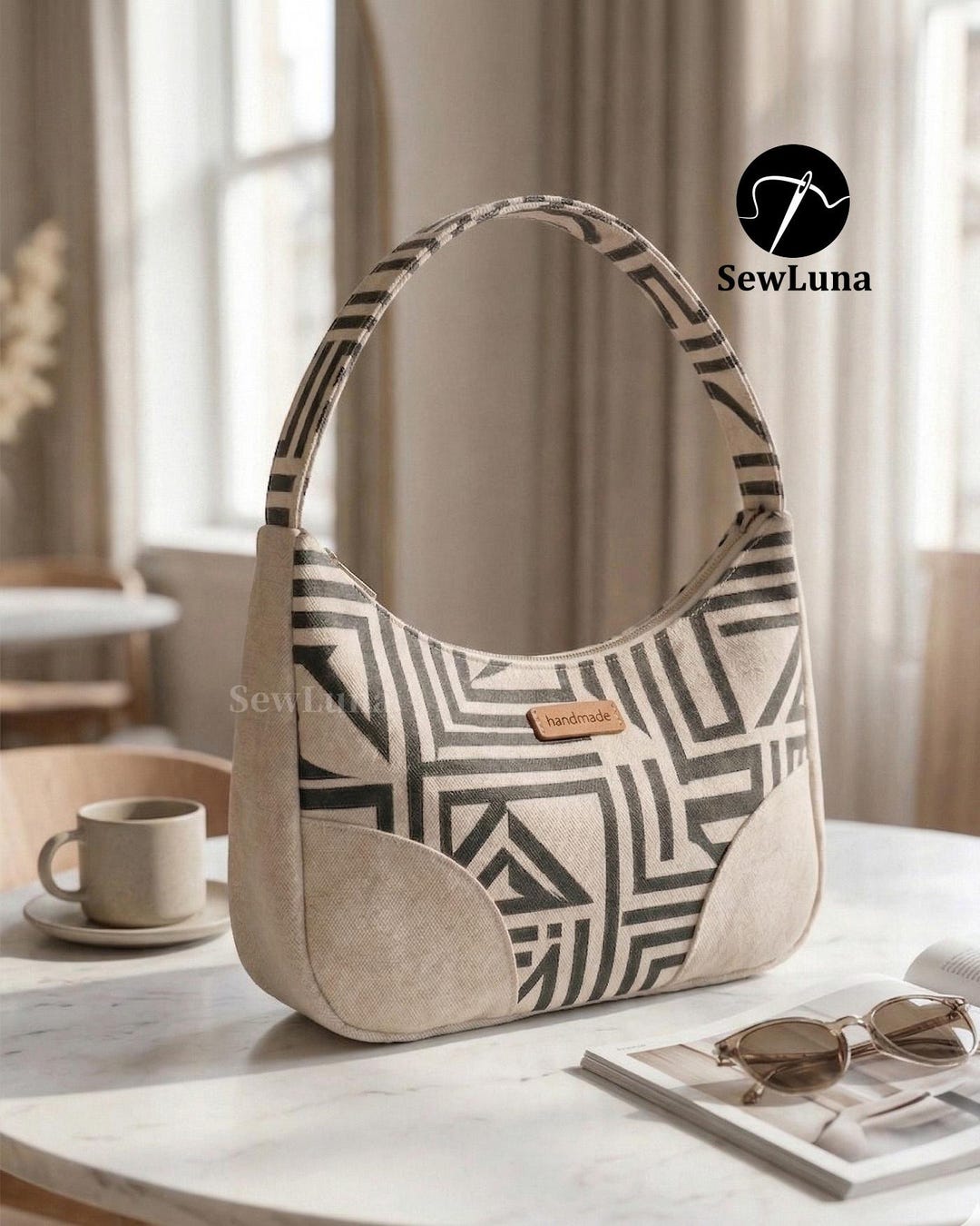 Shoulder Bag Sewing Pattern | PDF Handbag Tutorial | Avery Curved Hobo ...
