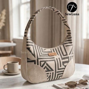 Shoulder Bag Sewing Pattern | PDF Handbag Tutorial | Avery Curved Hobo Bag Pattern | DIY Zipper Purse | Intermediate Sewing Project