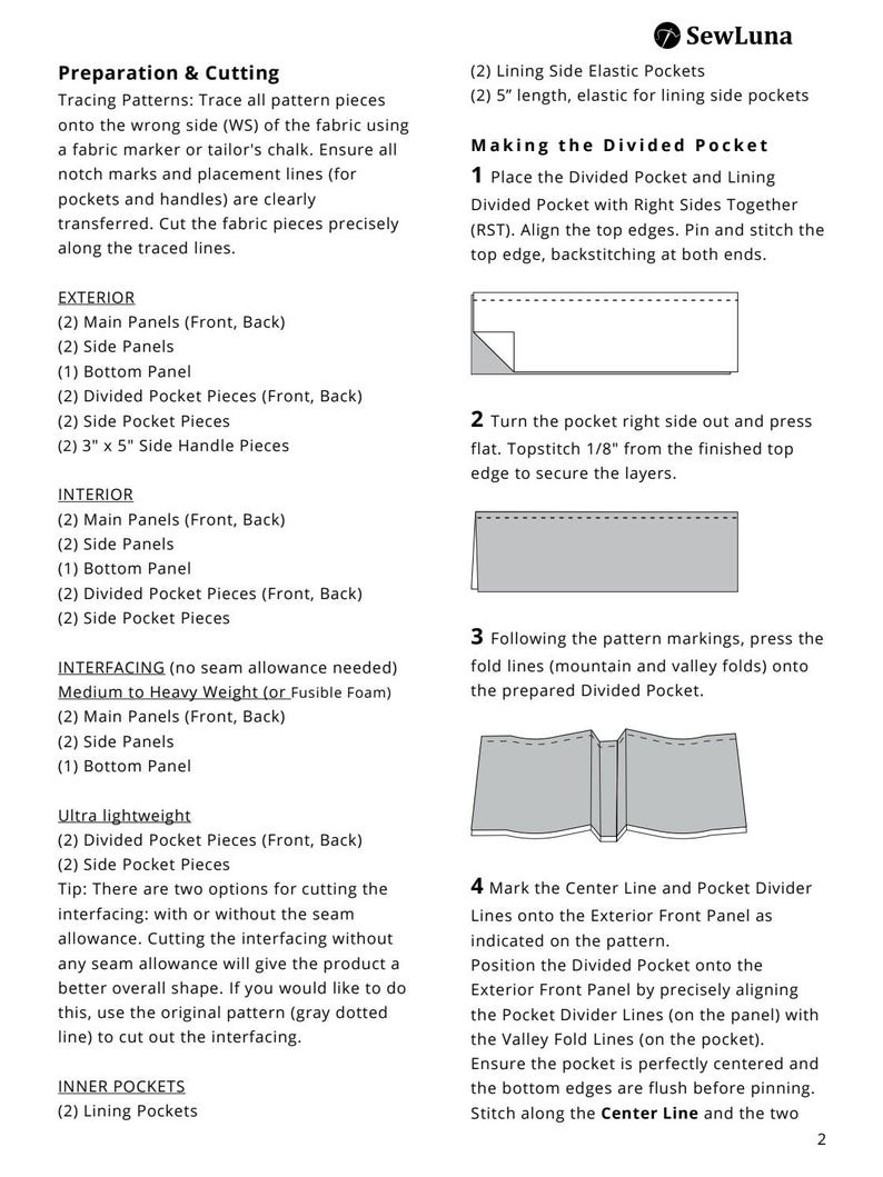 PDF-sömnadsmönster för organiserare | Solis bag-in-bag | DIY-förvaringslåda | Syprojekt för nybörjare | Kosmetiklåda bild 7