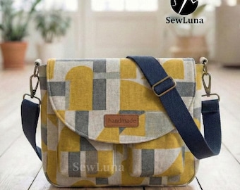 Umbra Flap Messenger Bag PDF Schnittmuster | Anleitung für Crossbody-Laptoptasche | DIY Jeans Umhängetasche Blueprint | Schnittmuster für fortgeschrittene Näherinnen