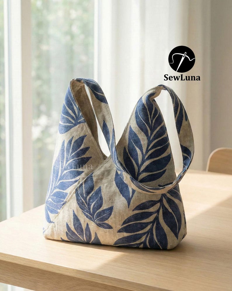 Patrón de costura en PDF para bolso hobo Lora Wrapped (2 tamaños) / Tutorial para bolso tote holgado / Bolso estilo kimono para principiantes (hazlo tú mismo) / Bolso tote minimalista envuelto imagen 5