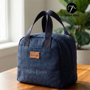 Wzór do szycia torby Elena Daily Satchel w formacie PDF | Torba na lunch | Projekt torby z zamkiem błyskawicznym dla początkujących