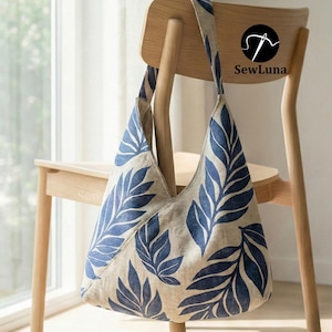 Patrón de costura en PDF para bolso hobo Lora Wrapped (2 tamaños) / Tutorial para bolso tote holgado / Bolso estilo kimono para principiantes (hazlo tú mismo) / Bolso tote minimalista envuelto imagen 4