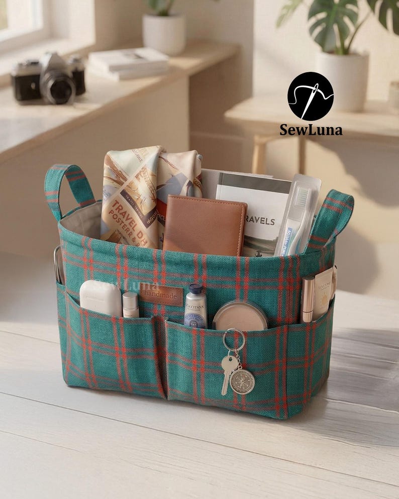 PDF-sömnadsmönster för organiserare | Solis bag-in-bag | DIY-förvaringslåda | Syprojekt för nybörjare | Kosmetiklåda bild 3