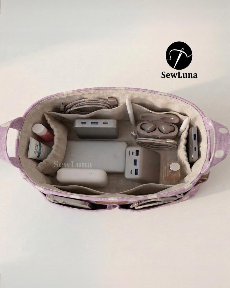 PDF-sömnadsmönster för organiserare | Solis bag-in-bag | DIY-förvaringslåda | Syprojekt för nybörjare | Kosmetiklåda bild 4