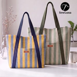 Cai Tote Bag Sewing Pattern PDF | Easy Canvas Tote Tutorial | DIY Beach Bag Project | Large Everyday Market Tote | Beginner Bag Making