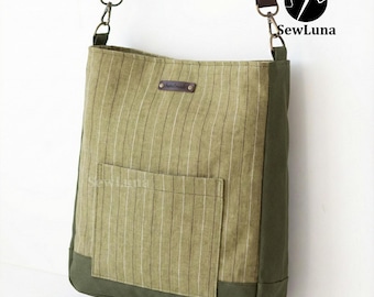 Patrón de costura en PDF para bolso bandolera Oliver / Bolso bandolera para principiantes (PDF) / Portatabletas DIY / Tutorial para bolso de lona minimalista para costura