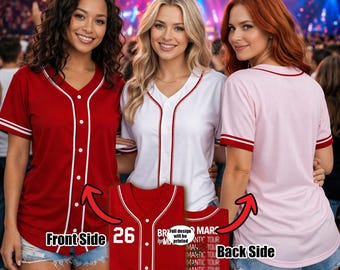 Custom BM Romantic Concert Style Jersey, Limited Edition 2026, Retro Music Fan Outfit, Unisex Baseball Jersey, Gift for Music Lovers