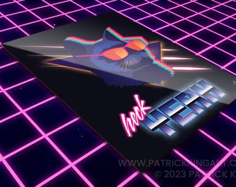 Heck Yeah Retro Cat Vinyl Sticker - synthwave, vaporwave, outrun, 80s, retro. cat. neon, silly, funny, sticker, decal