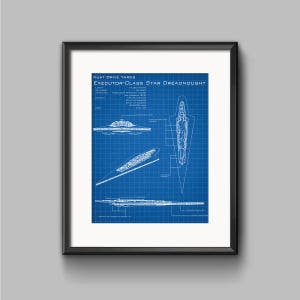Star Wars Executor Super Star Destroyer Schematic Art Print - TIE Fighter, TIE Bomber, TIE Interceptor, Star Destroyer, schematic, poster