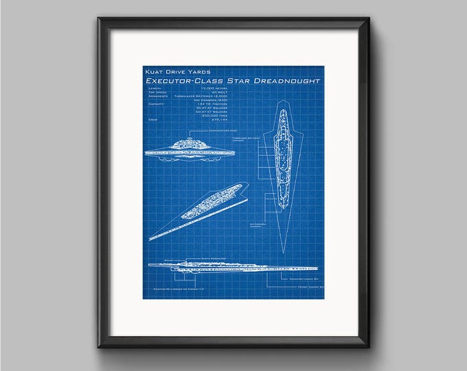 Star Wars Executor Super Star Destroyer Schematic Art Print - TIE ...