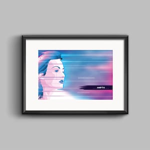 empty - Vaporwave Art Print and Sticker - synthwave, outrun, 80s, retro, glitch, neon,  poster, wall art