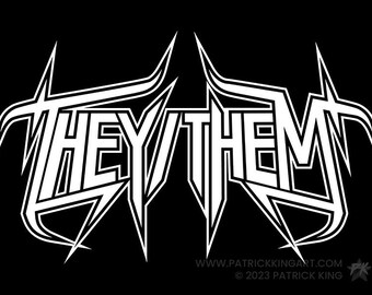 Metal They/Them Vinyl Sticker - lgbtq, gay, lesbian, transgender, bisexual, queer, pride, metal, nonbinary, pronoun, decal