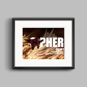 May include: Framed print featuring the word "CIPHER" in white, with a maroon jet silhouette. The background shows flames and text that reads "GALM 1, UST10 AIR FORCE, 6TH AIR DIVISION, 66TH AIR FORCE UNIT."