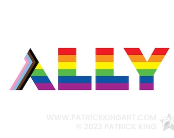 Ally Vinyl Sticker - lgbtq, gay, lesbian, transgender, bisexual, queer, pride, flag, rainbow, decal
