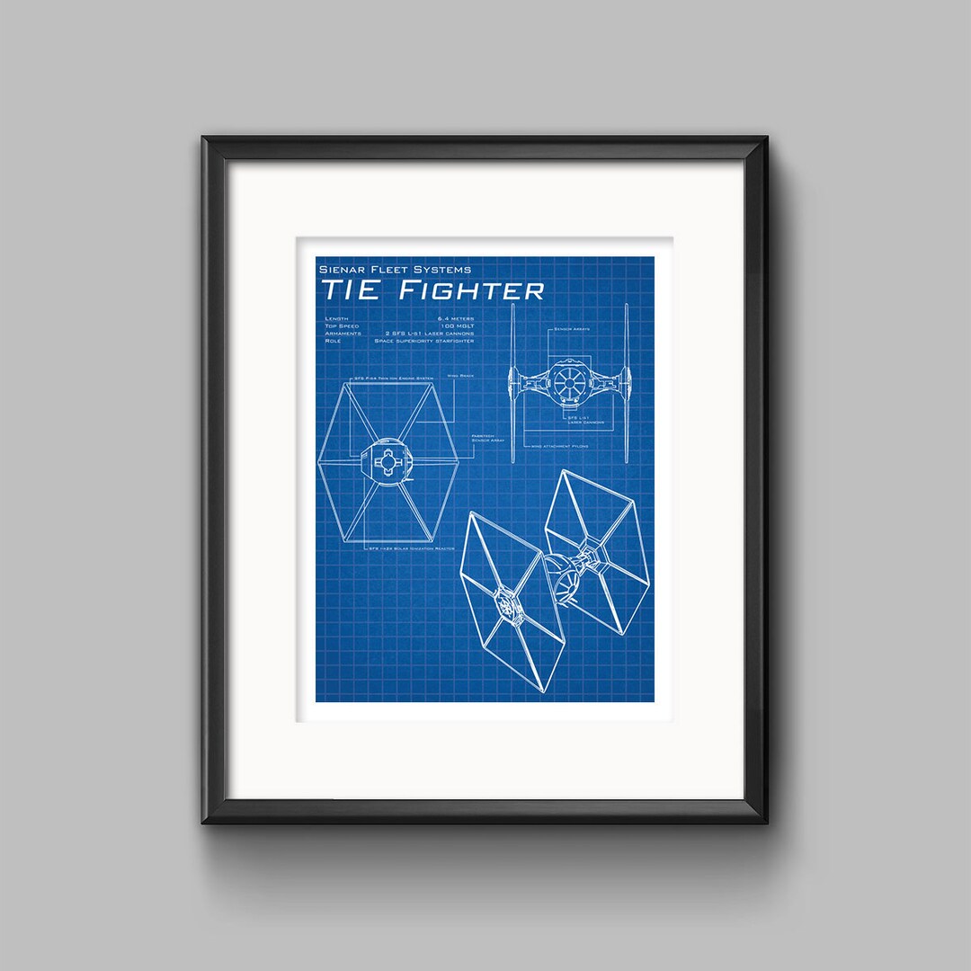 Star Wars TIE Fighter Schematic Art Print TIE Bomber, TIE Interceptor ...