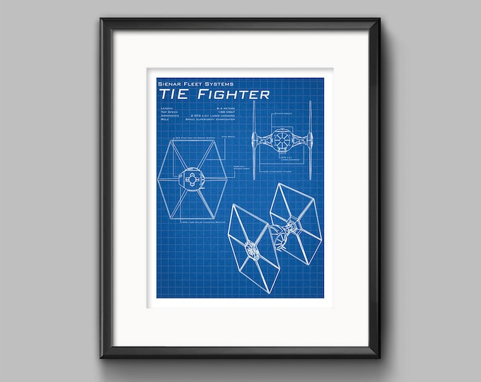 Star Wars TIE Fighter Schematic Art Print TIE Bomber TIE | Etsy