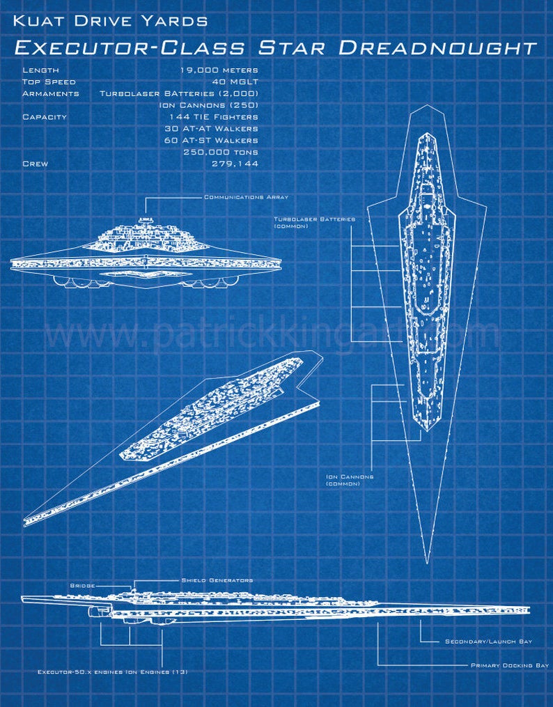 Star Wars Executor Super Star Destroyer Schematic Art Print - Etsy