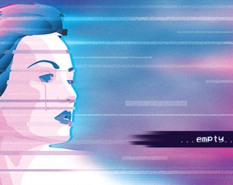 empty - Vaporwave vinyl Sticker - synthwave, outrun, 80s, retro, glitch, neon, pixel, decal