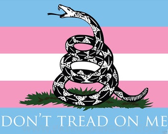 Don't Tread On Me Transgender Vinyl Sticker - lgbtq, gay, lesbian, transgender, bisexual, queer, pride, flag, gadsden, rainbow, decal