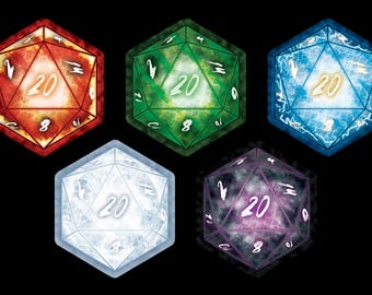 Chromatic Dragon D20 Vinyl Stickers - d&d, dungeons and dragons, dice, gaming, rpg, tiamat, magic, decal