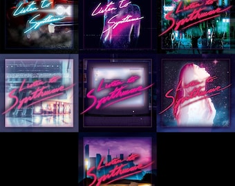 Listen to Synthwave: The Midnight Vinyl Stickers - synthwave, vaporwave, outrun, 80s, retro, neon, sticker, decal