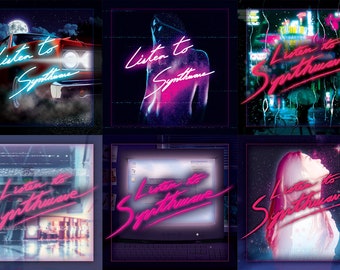 Listen to Synthwave: The Midnight Vinyl Stickers - synthwave, vaporwave, outrun, 80s, retro, neon, sticker, decal