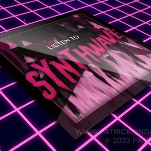 Listen to Synthwave: Neon Slasher Vinyl Sticker - synthwave, vaporwave, outrun, 80s, retro, neon, carpenter brut, horror, sticker, decal