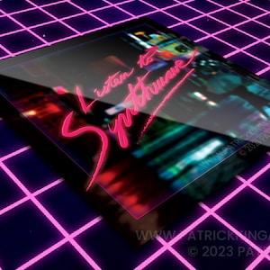 Listen to Synthwave: City Nights Vinyl Sticker - synthwave, vaporwave, outrun, 80s, retro, neon, the midnight, sticker, decal