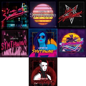 Listen to Synthwave Stickers - vaporwave, outrun, 80s, retro, neon, the midnight, perturbator, fm-84, retrowave, darksynth