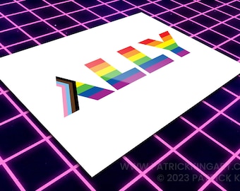 Ally Vinyl Sticker - lgbtq, gay, lesbian, transgender, bisexual, queer, pride, flag, rainbow, decal