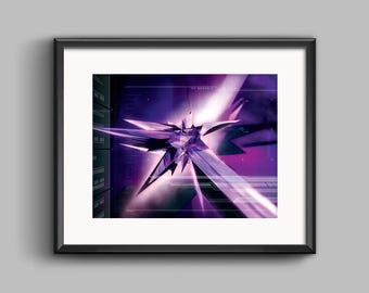 Y2K Abstract Art Print – Metallic Tech Wall Art, 2000s Inspired Poster