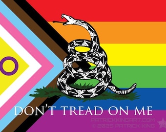 Don't Tread On Me Pride Flag Vinyl Sticker - lgbtq, gay, lesbian, transgender, bisexual, queer, gadsden, rainbow, decal