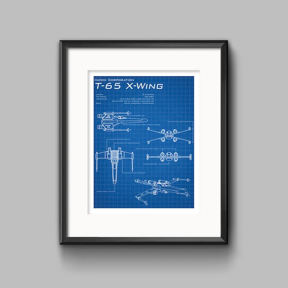 スターウォーズ X-ウイング 設計図 アートプリント - 反乱軍、同盟軍