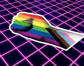Raise Your Fist - Pride Vinyl Sticker - lgbtq, homo, lesbisch, transgender, biseksueel, queer, trots, punk, regenboog, sticker