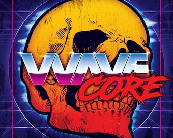 Wavecore Vinyl Sticker - synthwave, vaporwave, outrun, 80s, retro, neon, metal, metalcore, skull, sticker, decal