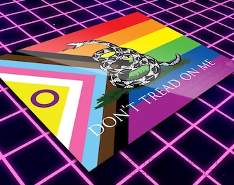 Don't Tread On Me Pride Vinyl Sticker - lgbtq, gay, lesbian, transgender, bisexual, queer, pride, flag, gadsden, rainbow, decal
