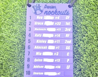 Baseball Softball Custom Lineup Board Card