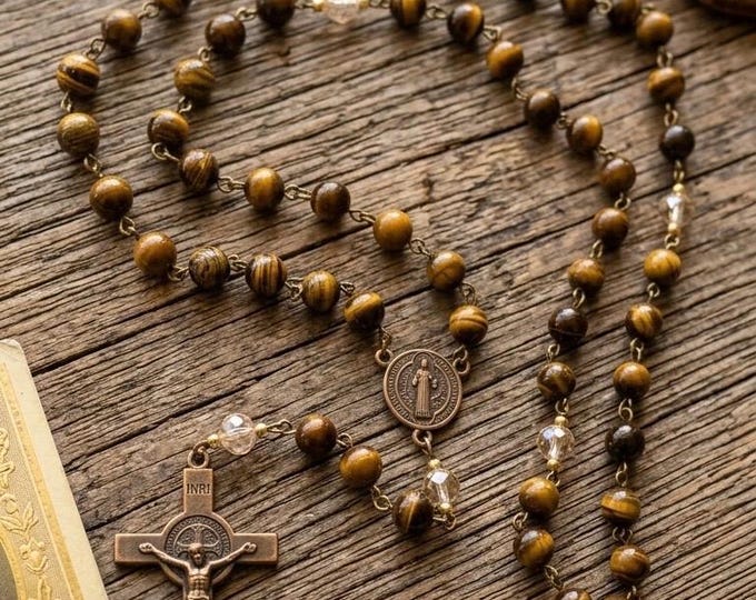 Rosary with Saint Benedict Crucifix antique bronze