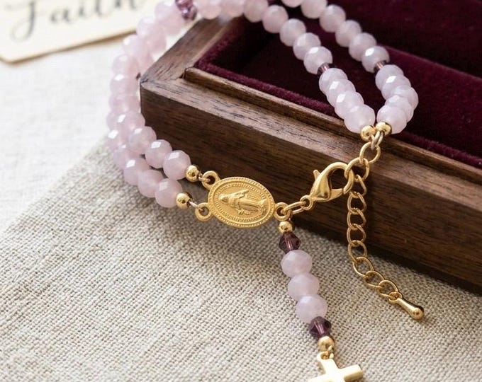 Rosary bracelet gold cross