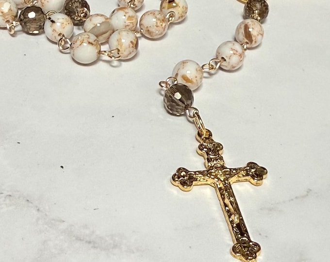 Rosary with gold Virgin Mary and Crucifix