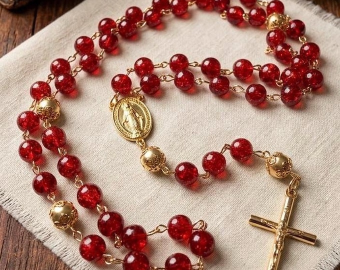 Rosary with Gold Virgin Mary & Crucifix personalised