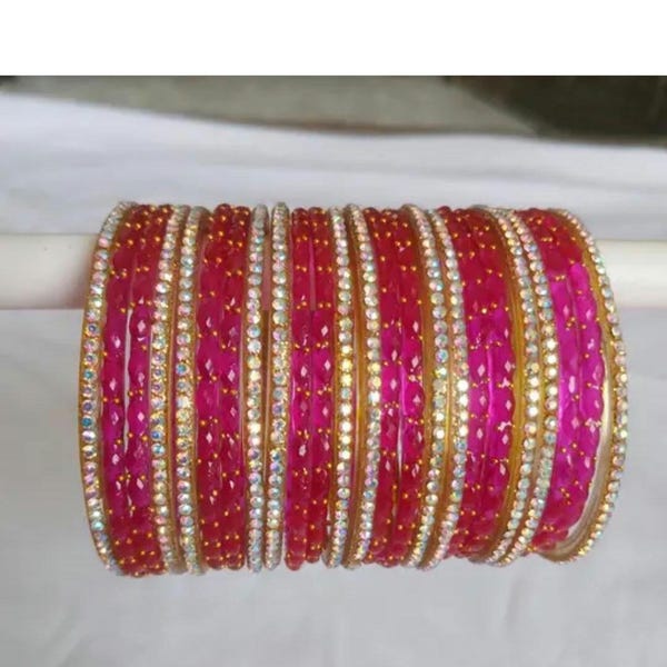Glass Bangles with Rhinestones