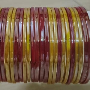 Red & Gold Plain Jelly Bangles Set | Traditional Stack Bangles